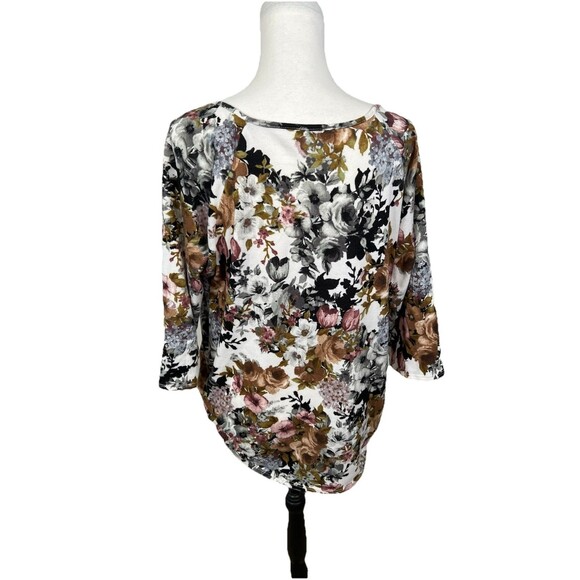 Try! This Knit Top Plus Size 1X Floral Blouse 3/4 Sleeves Pullover Muted Neutral - Picture 6 of 9